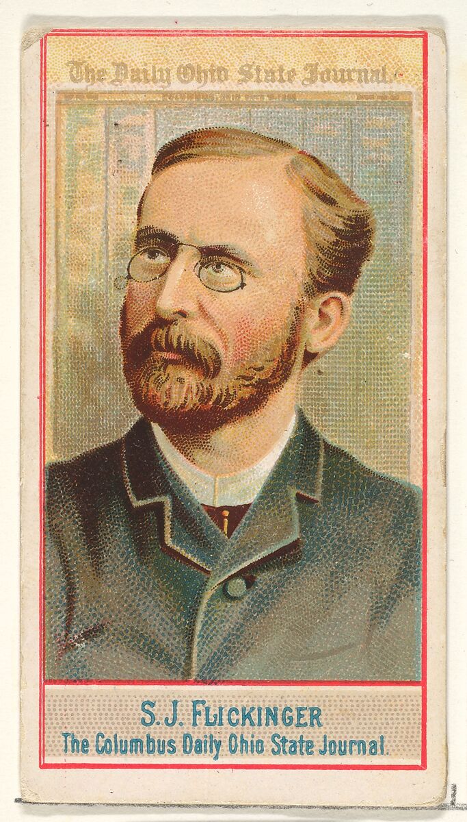 S.J. Flickinger, The Columbus Daily Ohio State Journal, from the American Editors series (N1) for Allen & Ginter Cigarettes Brands, Issued by Allen &amp; Ginter (American, Richmond, Virginia), Commercial color lithograph 