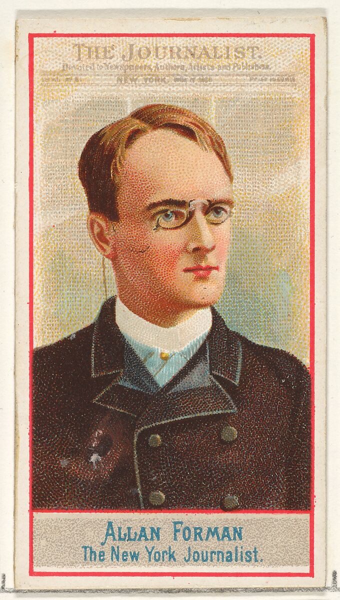 Allan Forman, The New York Journalist, from the American Editors series (N1) for Allen & Ginter Cigarettes Brands, Issued by Allen &amp; Ginter (American, Richmond, Virginia), Commercial color lithograph 
