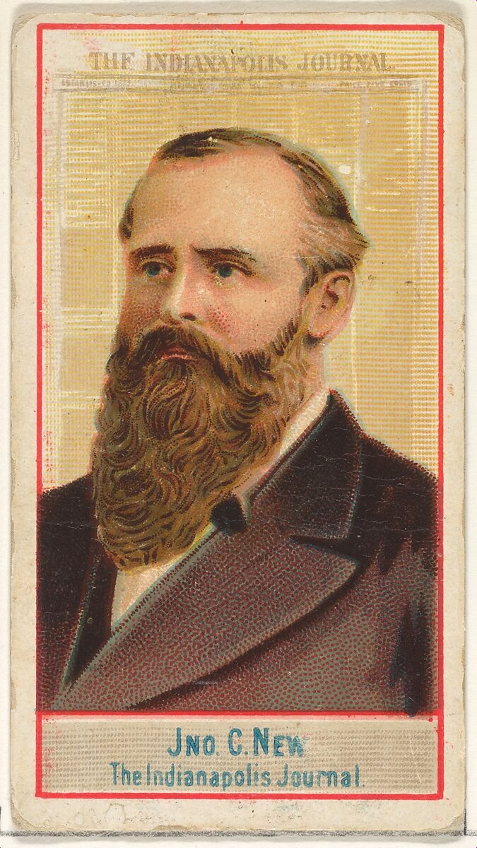 John C. New, The Indianapolis Journal, from the American Editors series (N1) for Allen & Ginter Cigarettes Brands, Issued by Allen &amp; Ginter (American, Richmond, Virginia), Commercial color lithograph 