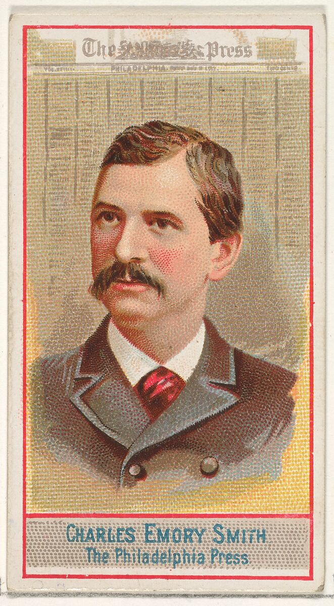 Charles Emory Smith, The Philadelphia Press, from the American Editors series (N1) for Allen & Ginter Cigarettes Brands, Issued by Allen &amp; Ginter (American, Richmond, Virginia), Commercial color lithograph 