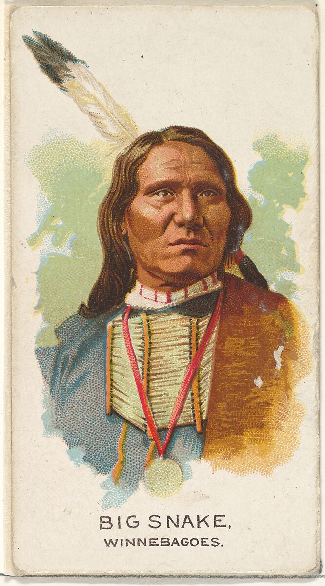 Big Snake, Winnebagoes, from the American Indian Chiefs series (N2) for Allen & Ginter Cigarettes Brands, Issued by Allen &amp; Ginter (American, Richmond, Virginia), Commercial color lithograph 