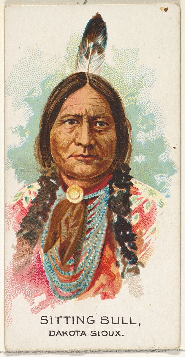 Sitting Bull, Dakota Sioux, from the American Indian Chiefs series (N2) for Allen & Ginter Cigarettes Brands, Issued by Allen &amp; Ginter (American, Richmond, Virginia), Commercial color lithograph 