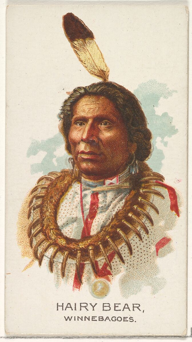 Hairy Bear, Winnebagoes, from the American Indian Chiefs series (N2) for Allen & Ginter Cigarettes Brands, Issued by Allen &amp; Ginter (American, Richmond, Virginia), Commercial color lithograph 