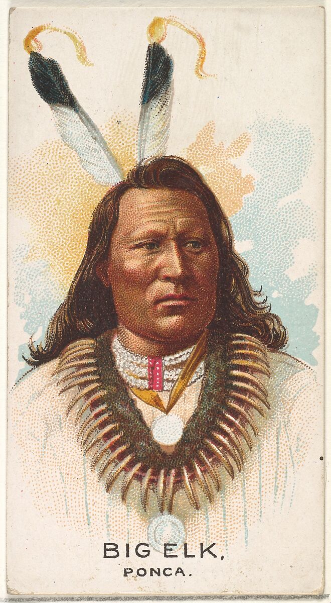 Big Elk, Ponca, from the American Indian Chiefs series (N2) for Allen & Ginter Cigarettes Brands, Issued by Allen &amp; Ginter (American, Richmond, Virginia), Commercial color lithograph 