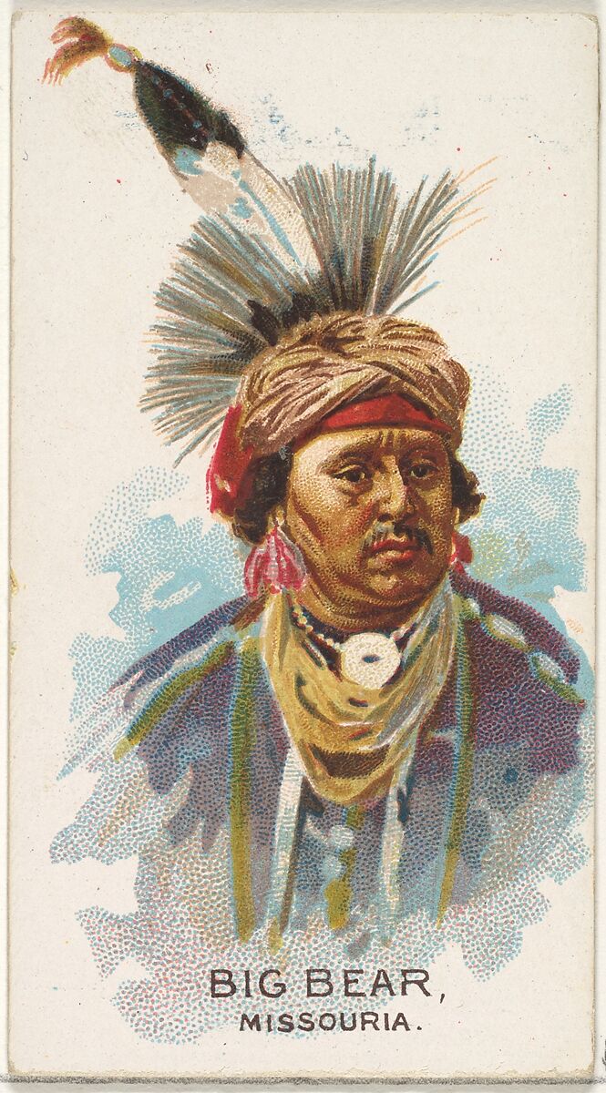 Big Bear, Missouria, from the American Indian Chiefs series (N2) for Allen & Ginter Cigarettes Brands, Issued by Allen &amp; Ginter (American, Richmond, Virginia), Commercial color lithograph 