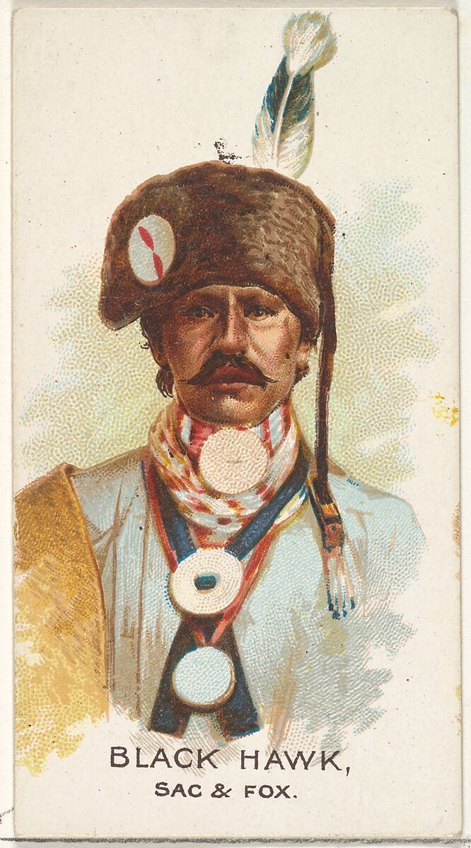Black Hawk, Sac and Fox, from the American Indian Chiefs series (N2) for Allen & Ginter Cigarettes Brands, Issued by Allen &amp; Ginter (American, Richmond, Virginia), Commercial color lithograph 