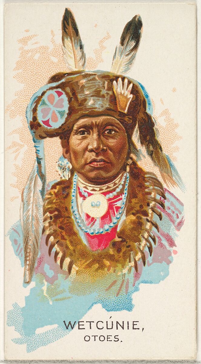 Wetcunie, Otoes, from the American Indian Chiefs series (N2) for Allen & Ginter Cigarettes Brands, Issued by Allen &amp; Ginter (American, Richmond, Virginia), Commercial color lithograph 