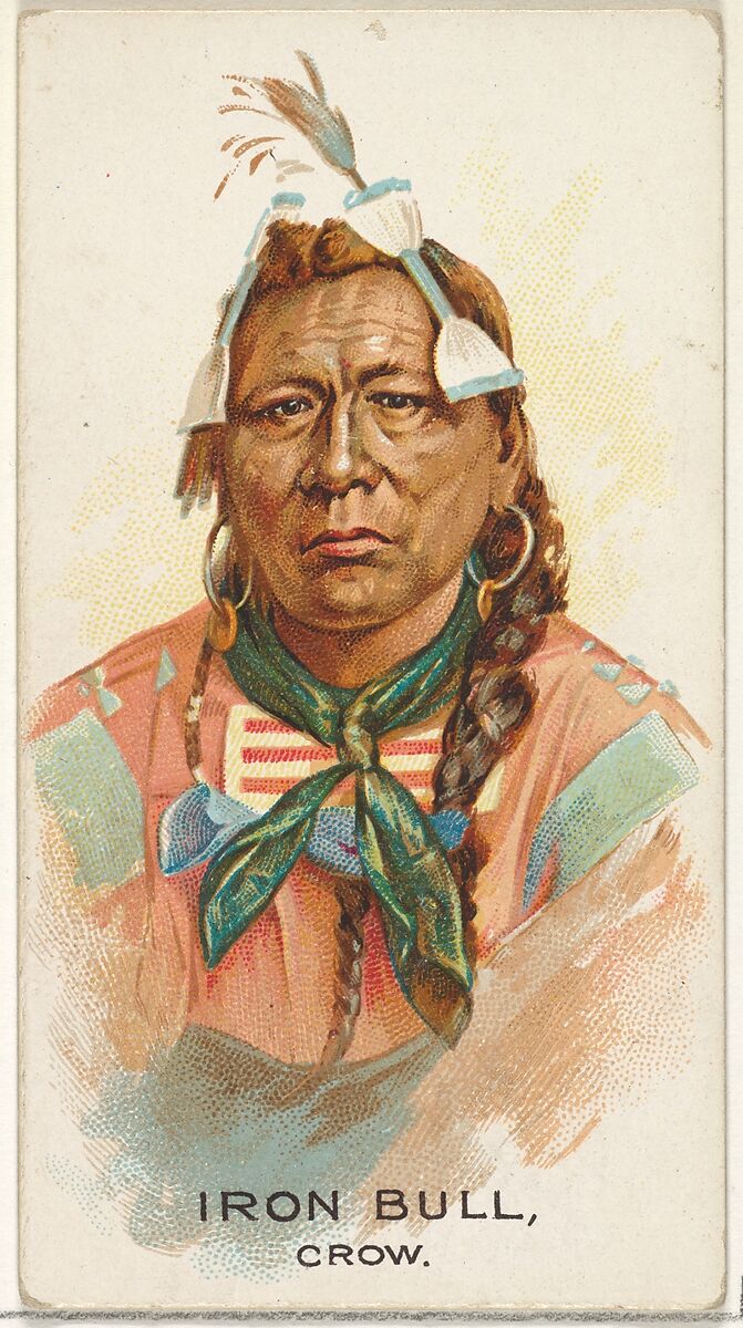 Iron Bull, Crow, from the American Indian Chiefs series (N2) for Allen & Ginter Cigarettes Brands, Issued by Allen &amp; Ginter (American, Richmond, Virginia), Commercial color lithograph 