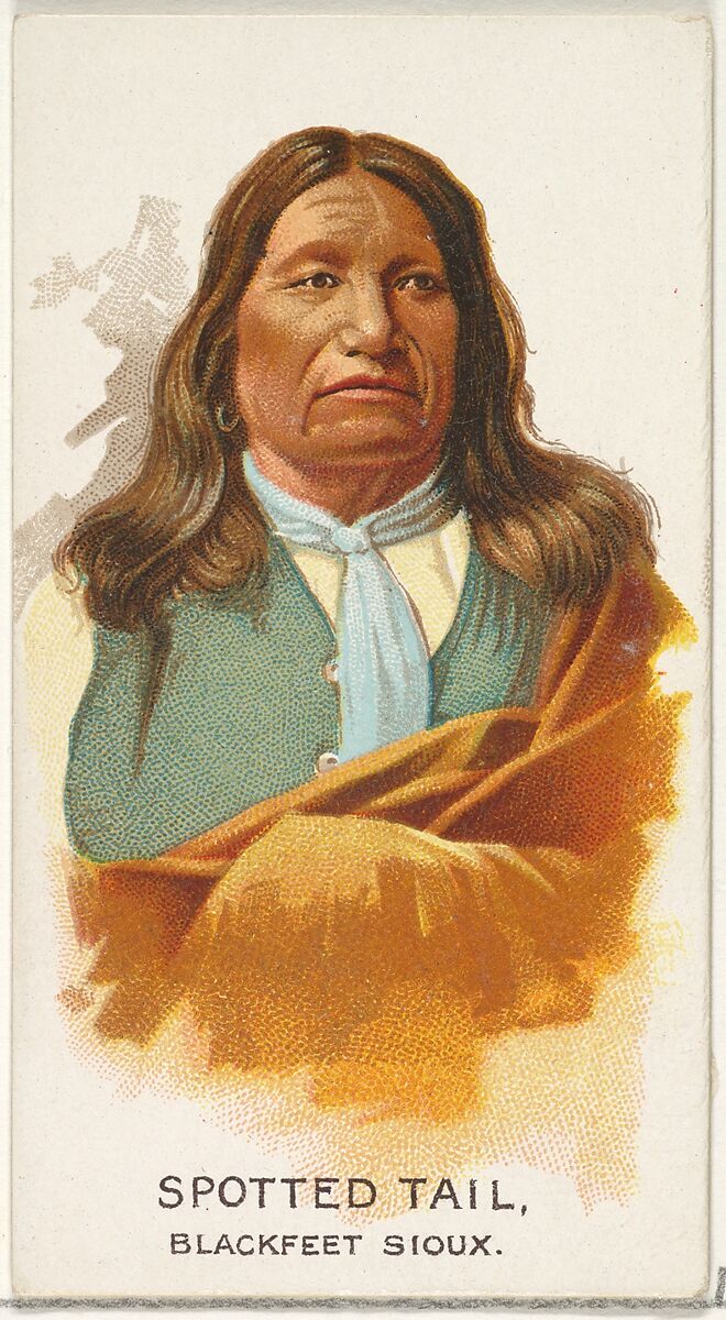 Spotted Tail, Blackfeet Sioux, from the American Indian Chiefs series (N2) for Allen & Ginter Cigarettes Brands, Issued by Allen &amp; Ginter (American, Richmond, Virginia), Commercial color lithograph 