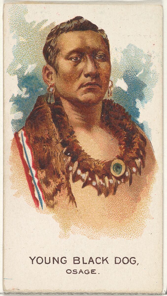 Young Black Dog, Osage, from the American Indian Chiefs series (N2) for Allen & Ginter Cigarettes Brands, Issued by Allen &amp; Ginter (American, Richmond, Virginia), Commercial color lithograph 
