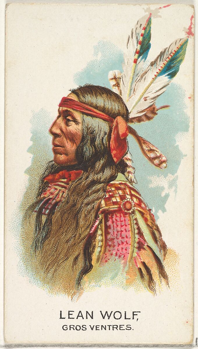 Lean Wolf, Gros Ventres, from the American Indian Chiefs series (N2) for Allen & Ginter Cigarettes Brands, Issued by Allen &amp; Ginter (American, Richmond, Virginia), Commercial color lithograph 