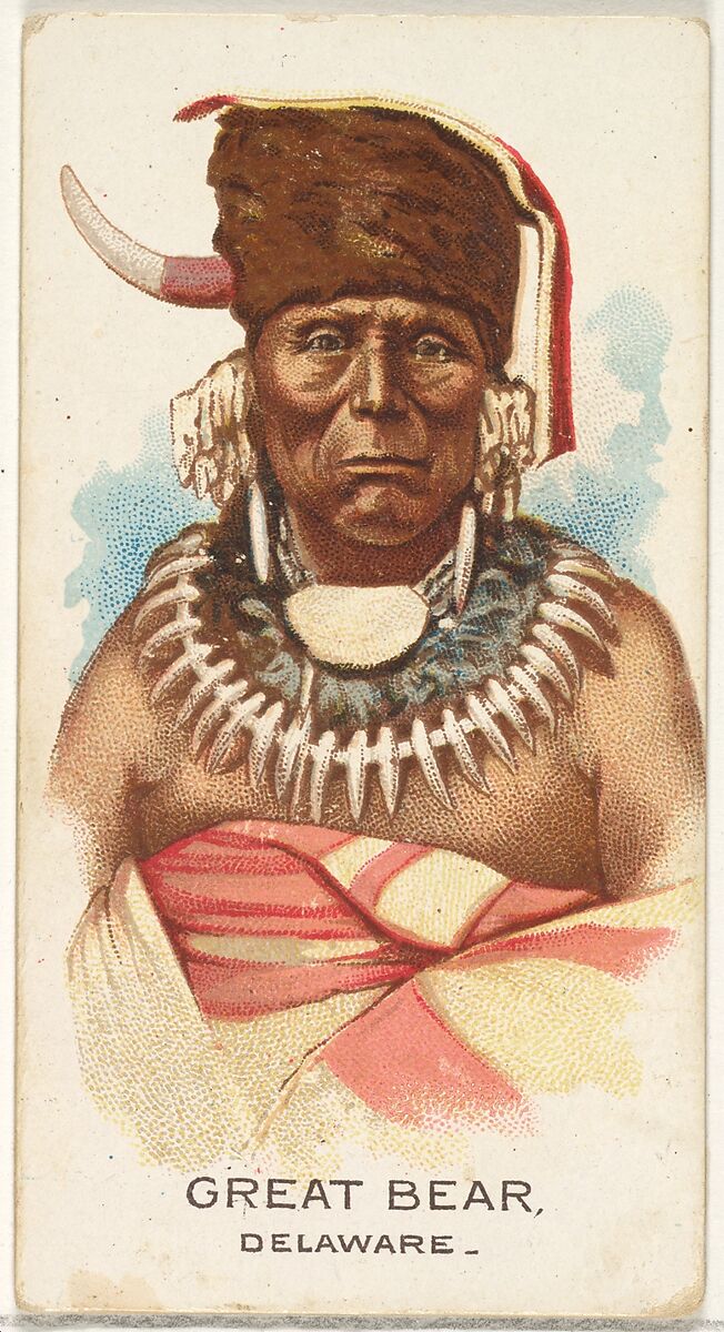 Great Bear, Delaware, from the American Indian Chiefs series (N2) for Allen & Ginter Cigarettes Brands, Issued by Allen &amp; Ginter (American, Richmond, Virginia), Commercial color lithograph 
