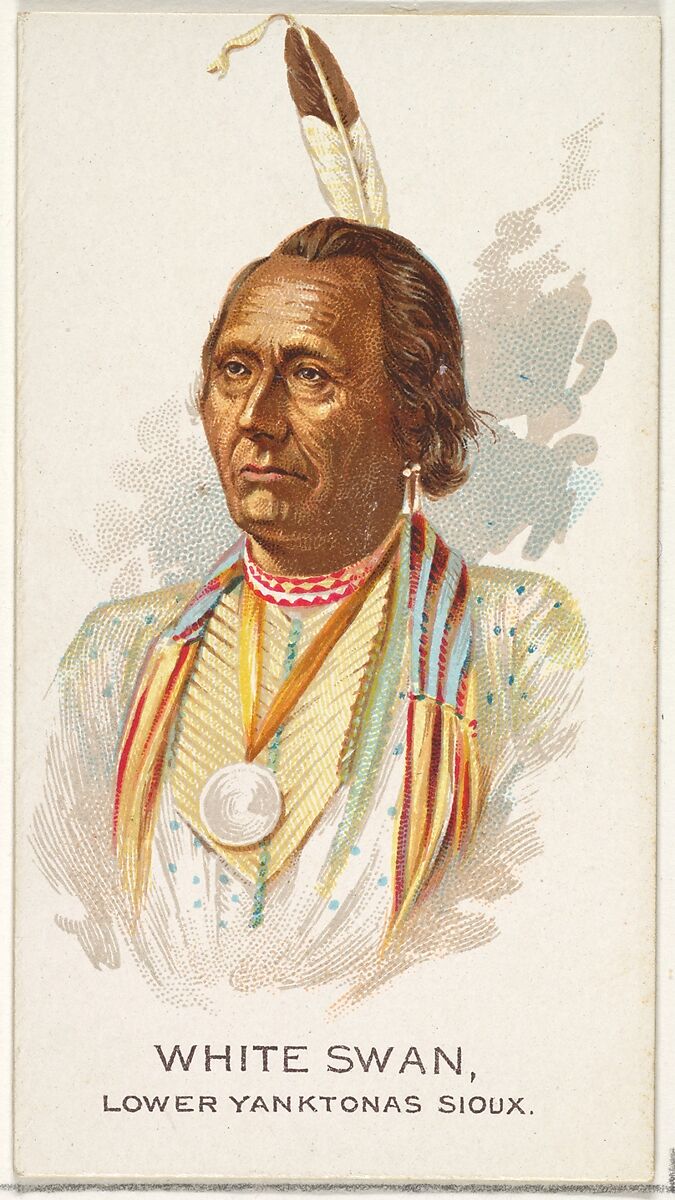 White Swan, Lower Yanktonas Sioux, from the American Indian Chiefs series (N2) for Allen & Ginter Cigarettes Brands, Issued by Allen &amp; Ginter (American, Richmond, Virginia), Commercial color lithograph 