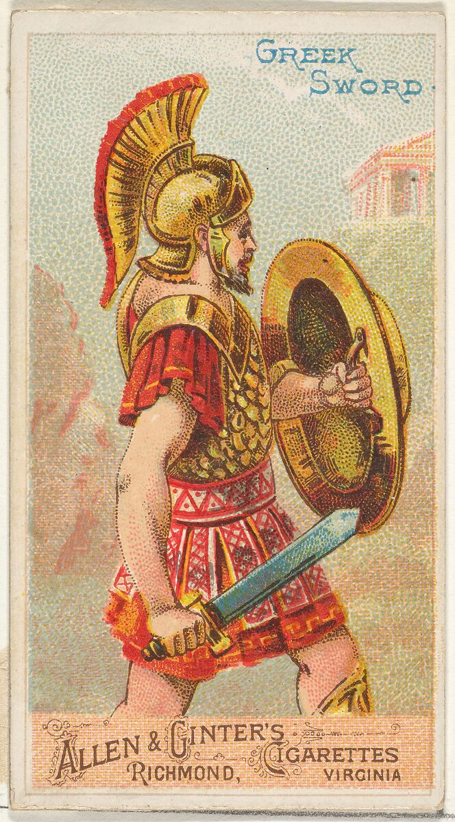 Greek Sword, from the Arms of All Nations series (N3) for Allen & Ginter Cigarettes Brands, Issued by Allen &amp; Ginter (American, Richmond, Virginia), Commercial color lithograph 
