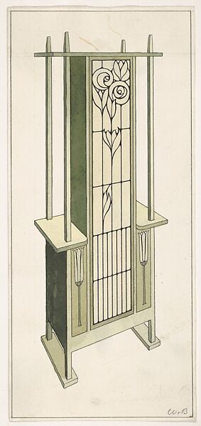 Stained-glass Flower Cupboard for Living Room or Hall (Bradley House, "Ladies Home Journal", 1901–1902), William Henry Bradley (American, Boston, Massachusetts 1868–1962 La Mesa, California), Graphite, ink, and watercolor 