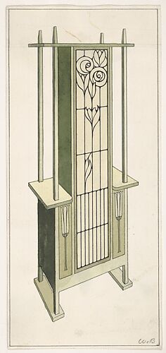 Stained-glass Flower Cupboard for Living Room or Hall (Bradley House, 