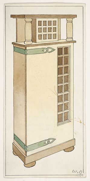 Wooden Cupboard with Green Hinges for The Living Room and the Hall (Bradley House, "Ladies' Home Journal," XIX, March 1902), William Henry Bradley (American, Boston, Massachusetts 1868–1962 La Mesa, California), Graphite, ink, and watercolor 