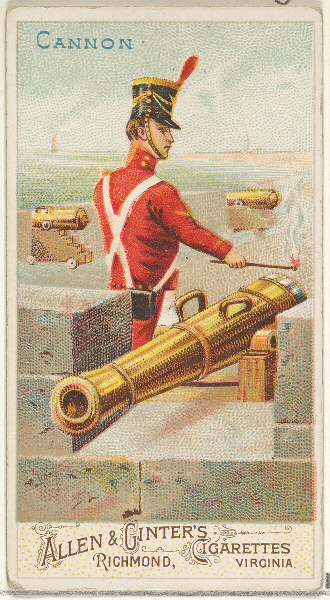Cannon, from the Arms of All Nations series (N3) for Allen & Ginter Cigarettes Brands, Issued by Allen &amp; Ginter (American, Richmond, Virginia), Commercial color lithograph 