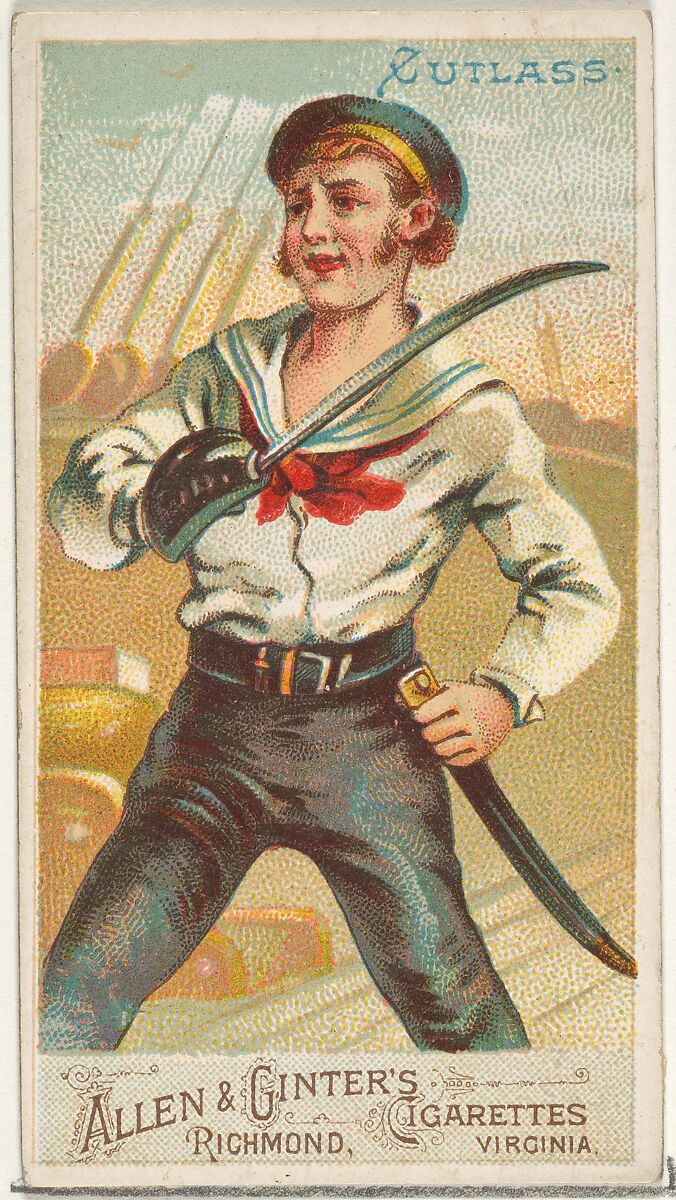 Cutlass, from the Arms of All Nations series (N3) for Allen & Ginter Cigarettes Brands, Issued by Allen &amp; Ginter (American, Richmond, Virginia), Commercial color lithograph 
