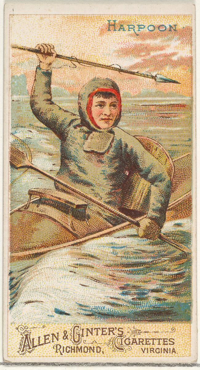 Harpoon, from the Arms of All Nations series (N3) for Allen & Ginter Cigarettes Brands, Issued by Allen &amp; Ginter (American, Richmond, Virginia), Commercial color lithograph 