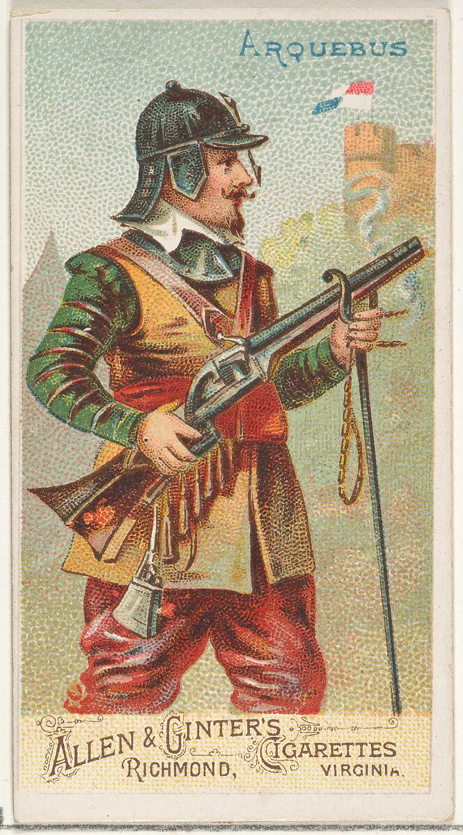 Arquebus, from the Arms of All Nations series (N3) for Allen & Ginter Cigarettes Brands, Issued by Allen &amp; Ginter (American, Richmond, Virginia), Commercial color lithograph 
