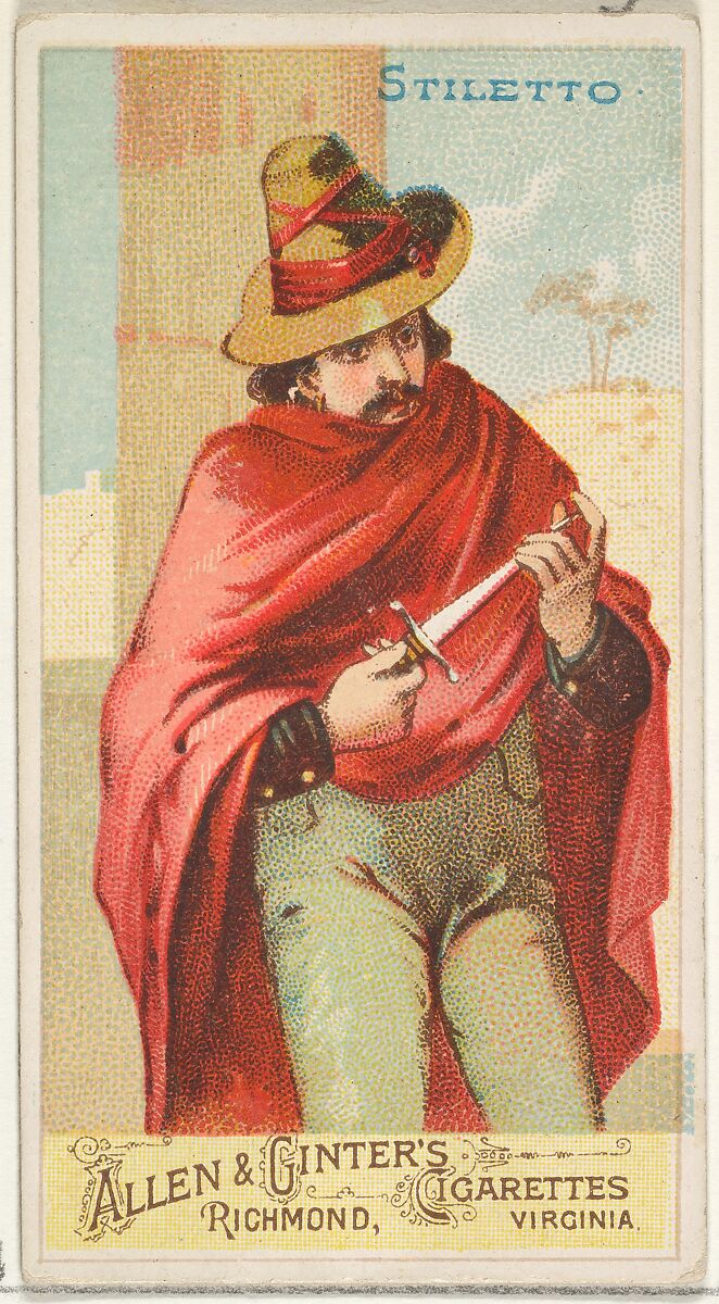 Stiletto, from the Arms of All Nations series (N3) for Allen & Ginter Cigarettes Brands, Issued by Allen &amp; Ginter (American, Richmond, Virginia), Commercial color lithograph 