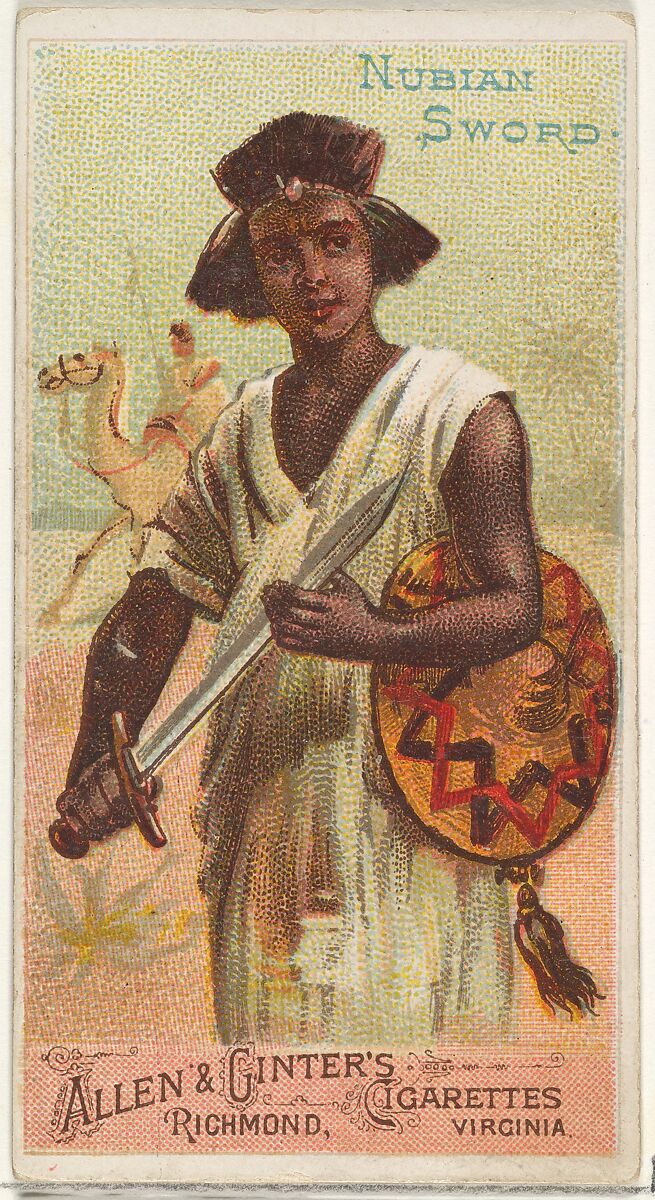 Nubian Sword, from the Arms of All Nations series (N3) for Allen & Ginter Cigarettes Brands, Issued by Allen &amp; Ginter (American, Richmond, Virginia), Commercial color lithograph 