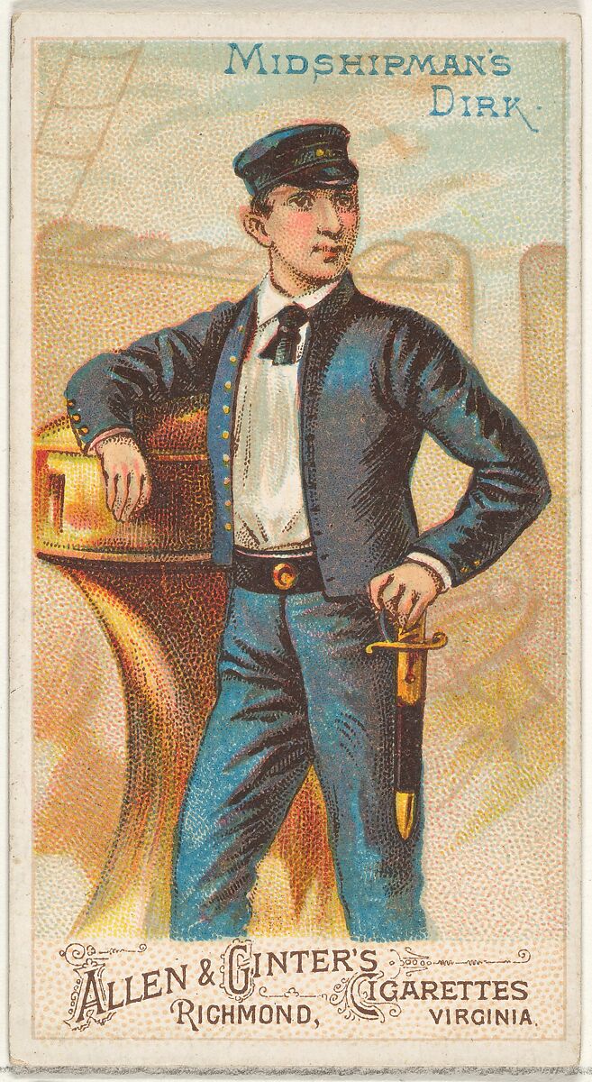 Midshipman's Dirk, from the Arms of All Nations series (N3) for Allen & Ginter Cigarettes Brands, Issued by Allen &amp; Ginter (American, Richmond, Virginia), Commercial color lithograph 