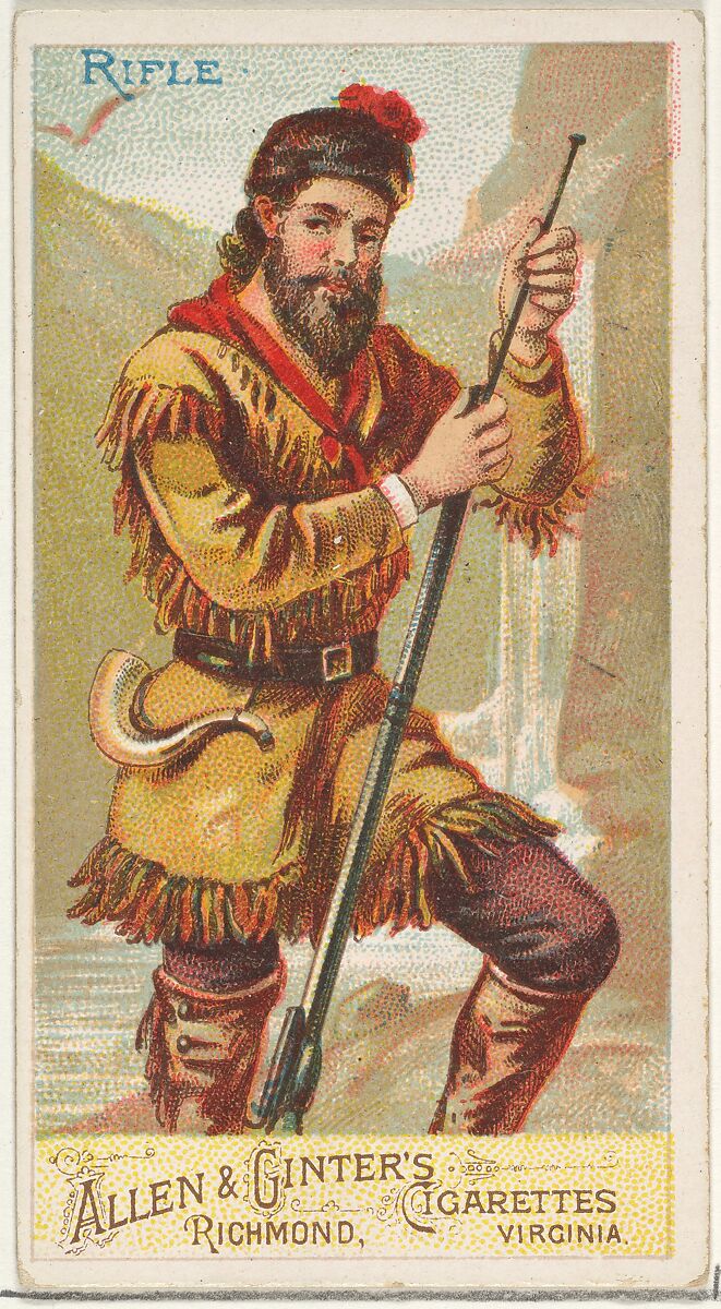 Rifle, from the Arms of All Nations series (N3) for Allen & Ginter Cigarettes Brands, Issued by Allen &amp; Ginter (American, Richmond, Virginia), Commercial color lithograph 