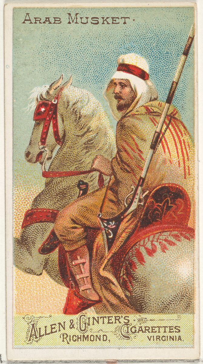 Arab Musket, from the Arms of All Nations series (N3) for Allen & Ginter Cigarettes Brands, Issued by Allen &amp; Ginter (American, Richmond, Virginia), Commercial color lithograph 
