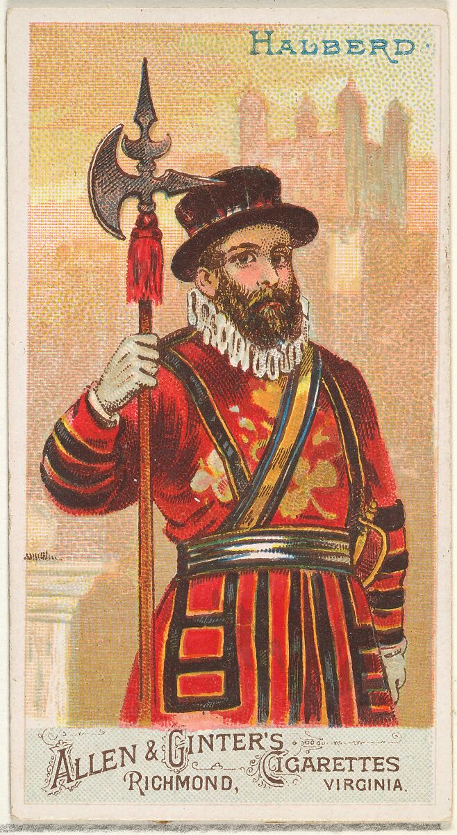 Halberd, from the Arms of All Nations series (N3) for Allen & Ginter Cigarettes Brands, Issued by Allen &amp; Ginter (American, Richmond, Virginia), Commercial color lithograph 