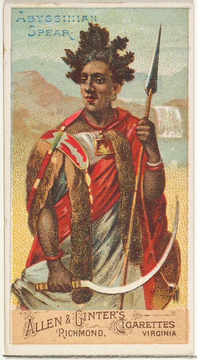 Abyssinian Spear, from the Arms of All Nations series (N3) for Allen & Ginter Cigarettes Brands, Issued by Allen &amp; Ginter (American, Richmond, Virginia), Commercial color lithograph 
