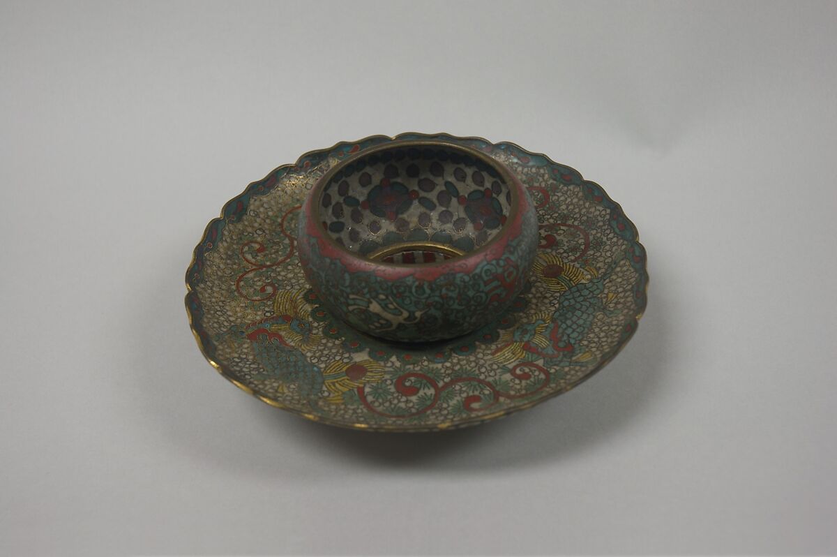 Cup Stand, Cloisonné enamel on copper, China