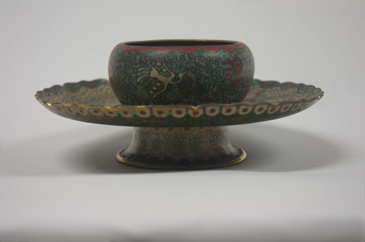 Cup Stand, Cloisonné enamel on copper, China