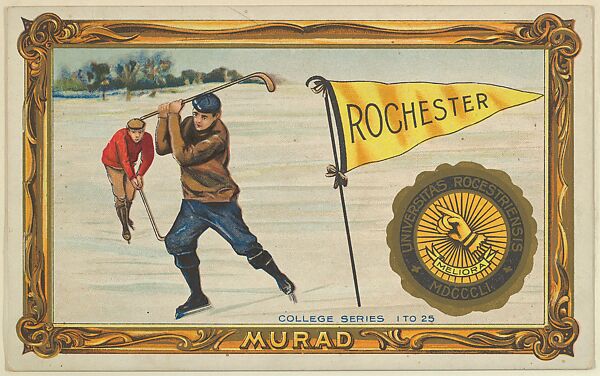Rochester, version one, part of the College Series cabinet cards (T6), Murad Cigarettes, Chromolithograph with hand-coloring 
