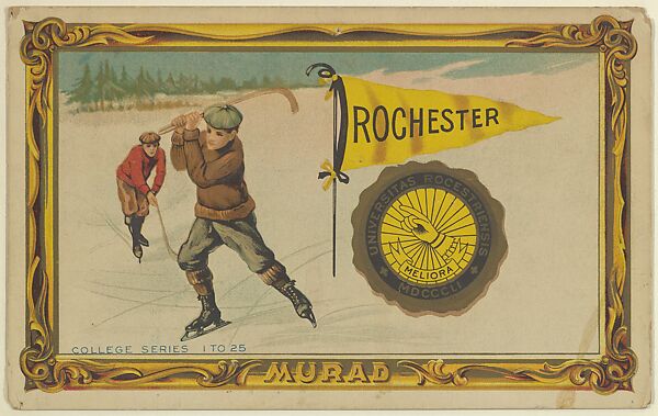 Rochester, version two, part of the College Series cabinet cards (T6), Murad Cigarettes, Chromolithograph with hand-coloring 