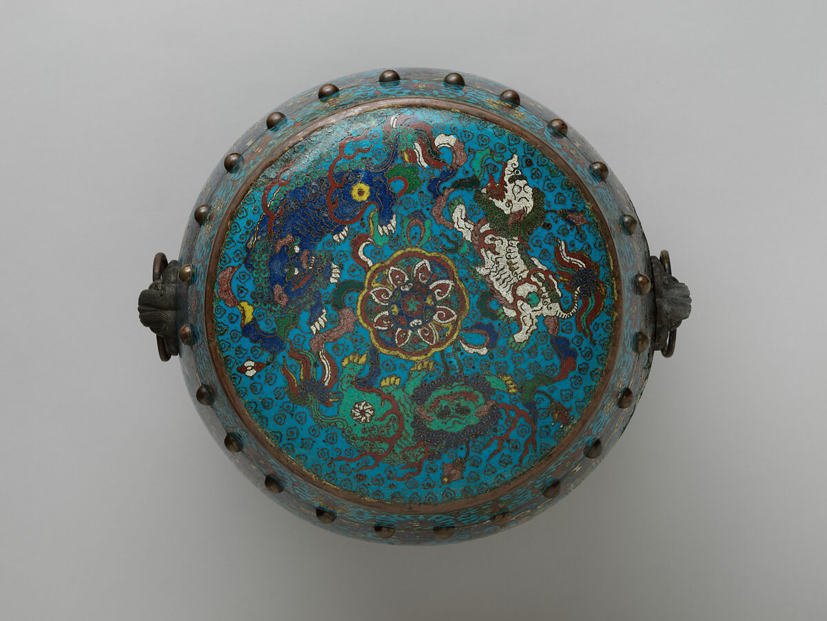 Garden seat with birds and flowers, Cloisonné enamel, China