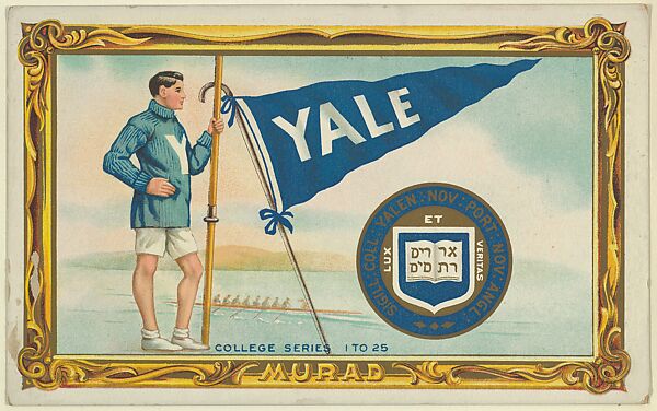 Yale, version two, part of the College Series cabinet cards (T6), Murad Cigarettes, Chromolithograph with hand-coloring 