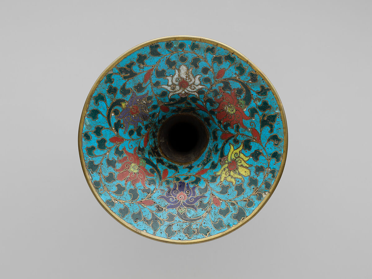 Vase in the form of an archaic wine vessel (gu), Cloisonné enamel, China