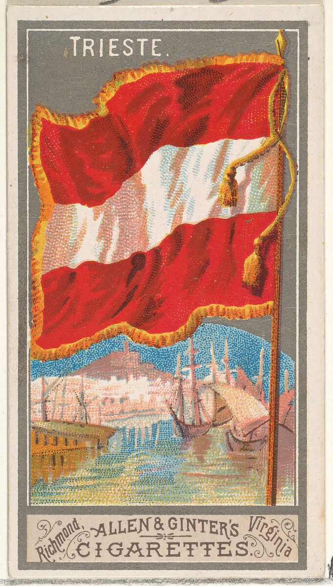 Trieste, from the City Flags series (N6) for Allen & Ginter Cigarettes Brands, Issued by Allen &amp; Ginter (American, Richmond, Virginia), Commercial color lithograph 
