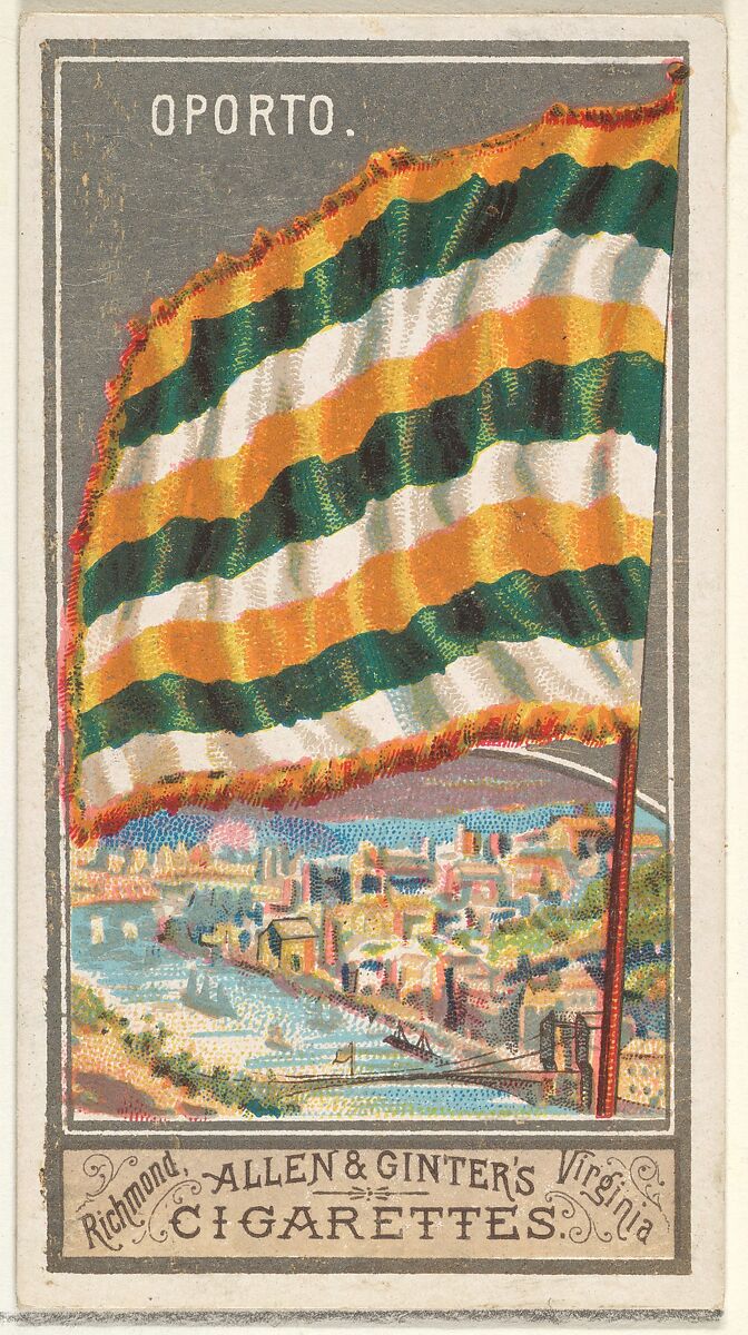 Oporto, from the City Flags series (N6) for Allen & Ginter Cigarettes Brands, Issued by Allen &amp; Ginter (American, Richmond, Virginia), Commercial color lithograph 