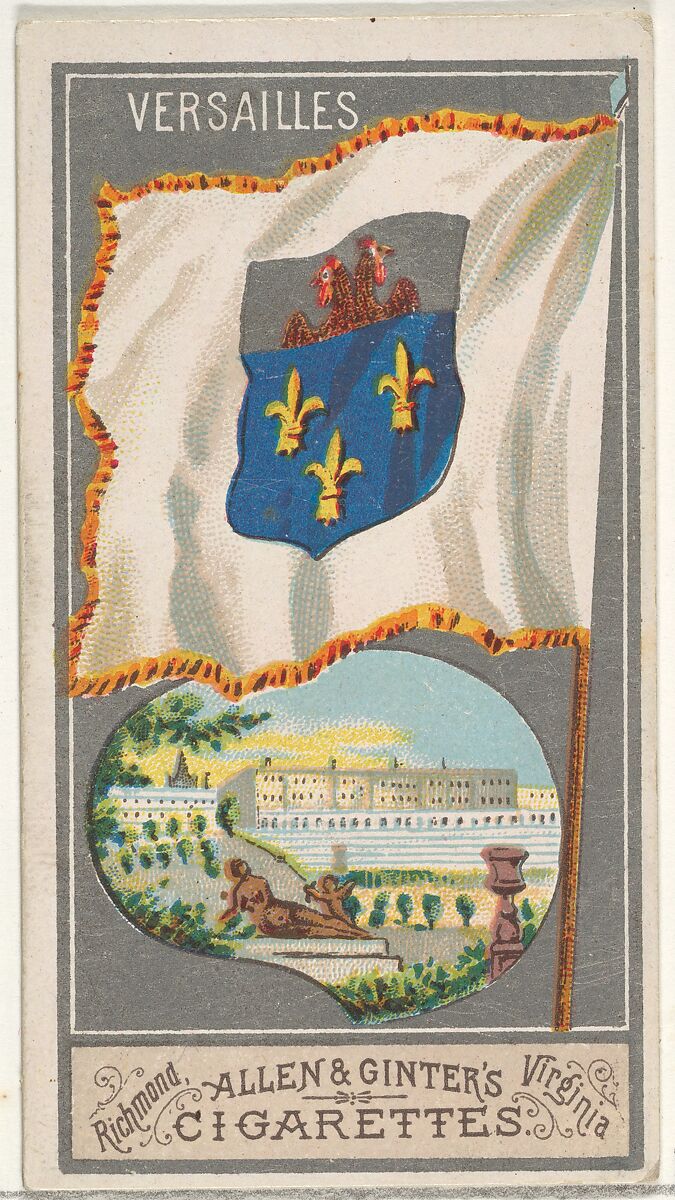 Versailles, from the City Flags series (N6) for Allen & Ginter Cigarettes Brands, Issued by Allen &amp; Ginter (American, Richmond, Virginia), Commercial color lithograph 