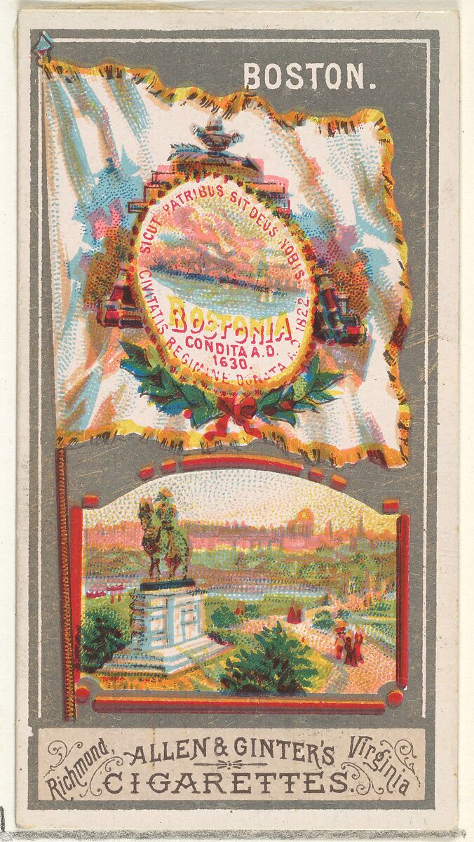 Boston, from the City Flags series (N6) for Allen & Ginter Cigarettes Brands, Issued by Allen &amp; Ginter (American, Richmond, Virginia), Commercial color lithograph 