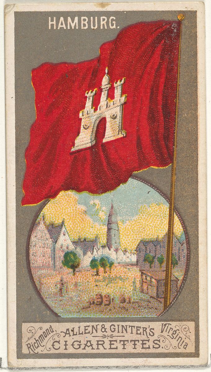 Hamburg, from the City Flags series (N6) for Allen & Ginter Cigarettes Brands, Issued by Allen &amp; Ginter (American, Richmond, Virginia), Commercial color lithograph 