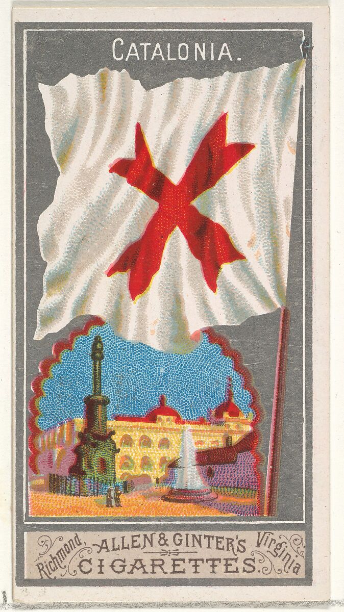 Catalonia, from the City Flags series (N6) for Allen & Ginter Cigarettes Brands, Issued by Allen &amp; Ginter (American, Richmond, Virginia), Commercial color lithograph 