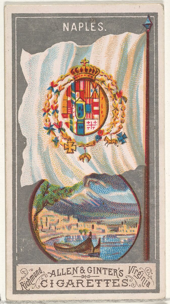 Naples, from the City Flags series (N6) for Allen & Ginter Cigarettes Brands, Issued by Allen &amp; Ginter (American, Richmond, Virginia), Commercial color lithograph 