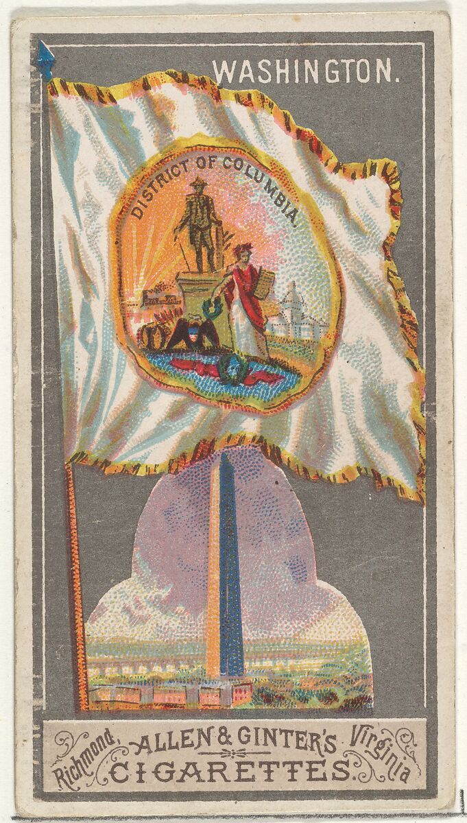 Washington, from the City Flags series (N6) for Allen & Ginter Cigarettes Brands, Issued by Allen &amp; Ginter (American, Richmond, Virginia), Commercial color lithograph 