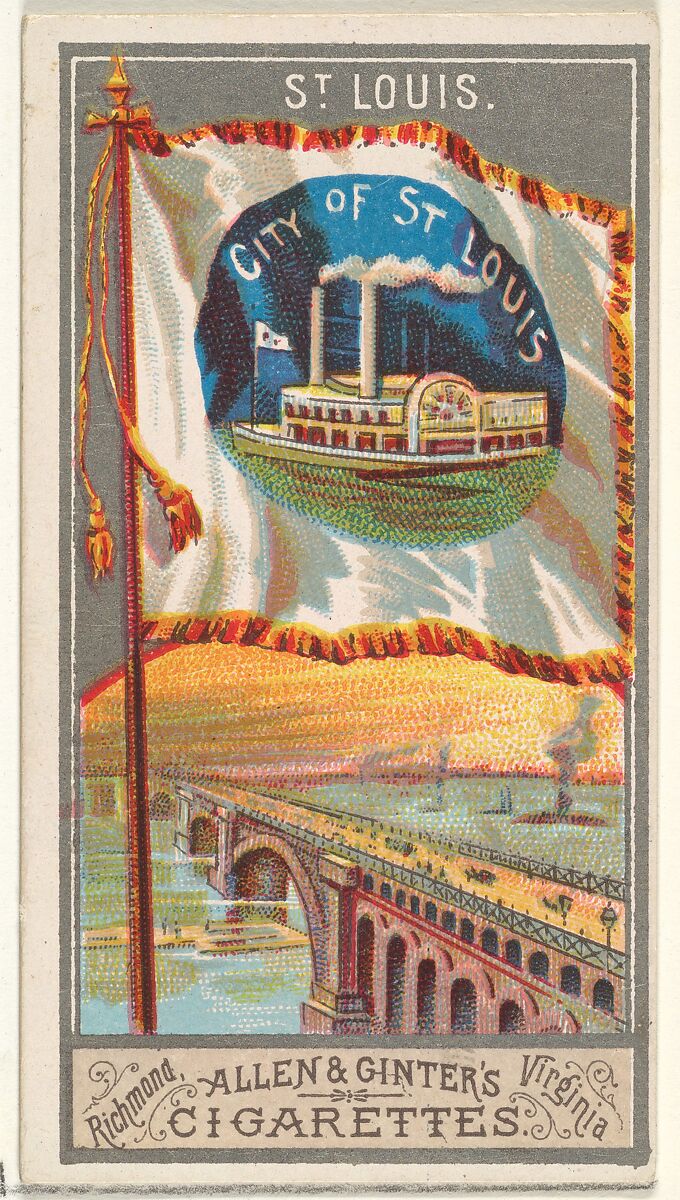 St. Louis, from the City Flags series (N6) for Allen & Ginter Cigarettes Brands, Issued by Allen &amp; Ginter (American, Richmond, Virginia), Commercial color lithograph 