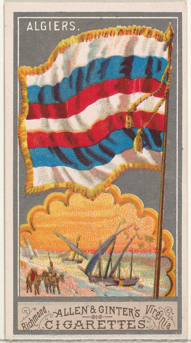 Algiers, from the City Flags series (N6) for Allen & Ginter Cigarettes Brands, Issued by Allen &amp; Ginter (American, Richmond, Virginia), Commercial color lithograph 