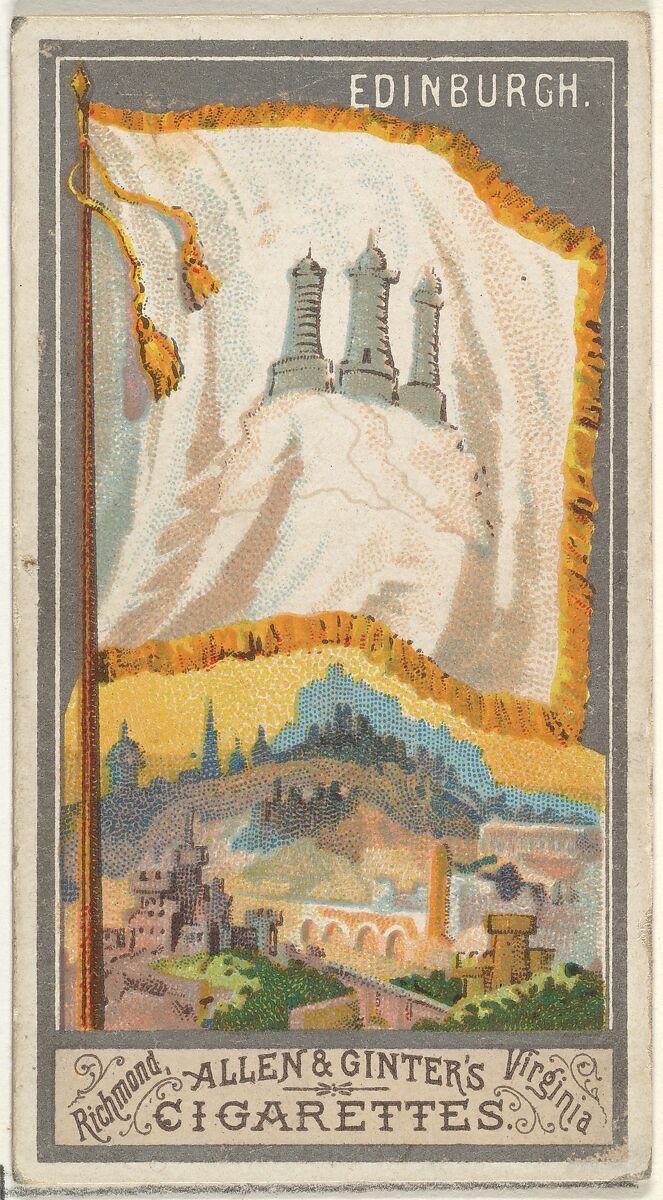 Edinburgh, from the City Flags series (N6) for Allen & Ginter Cigarettes Brands, Issued by Allen &amp; Ginter (American, Richmond, Virginia), Commercial color lithograph 